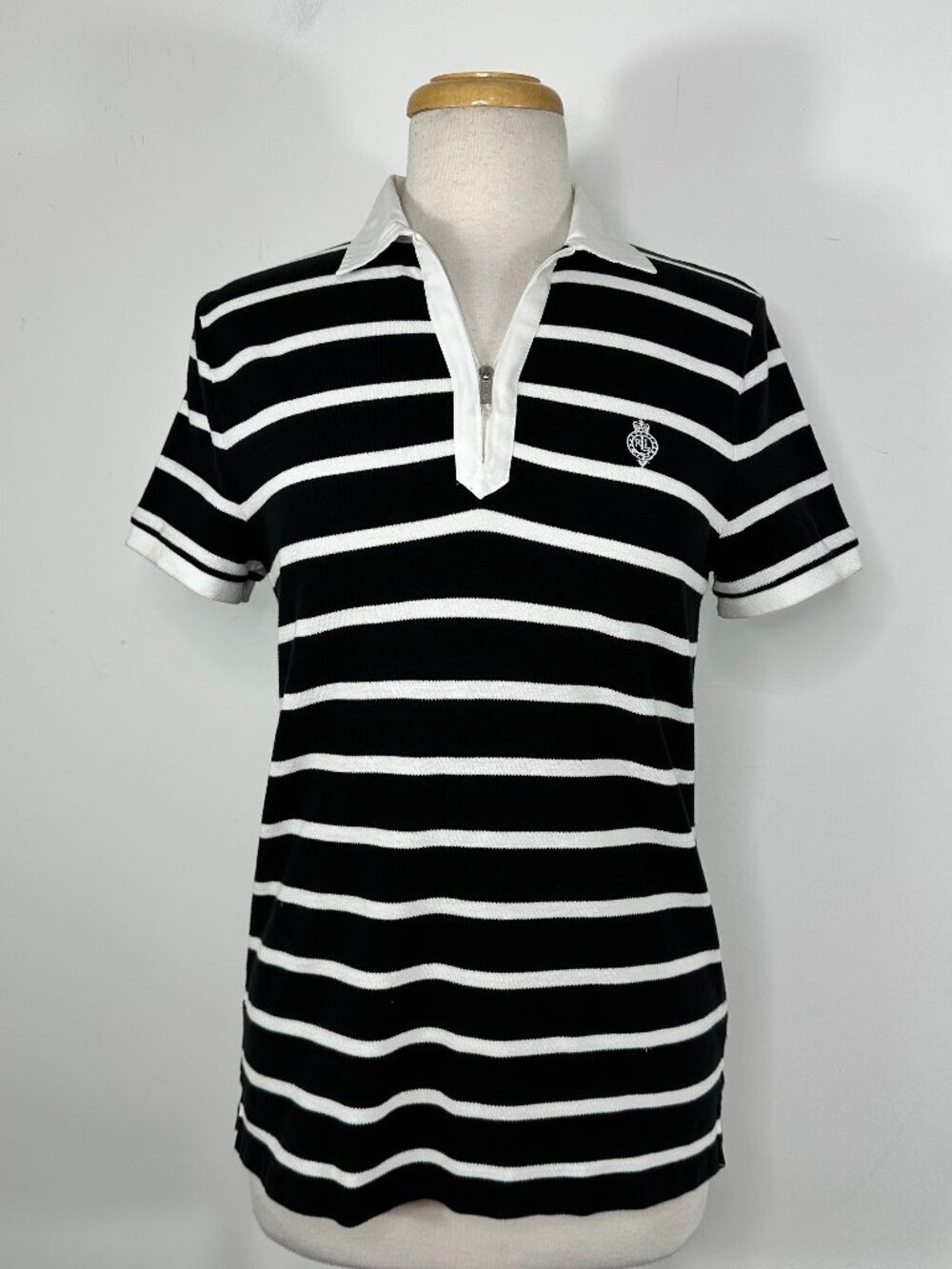 New Lauren Active Ralph Lauren Polo Shirt Stripe Crest Women Size S/P